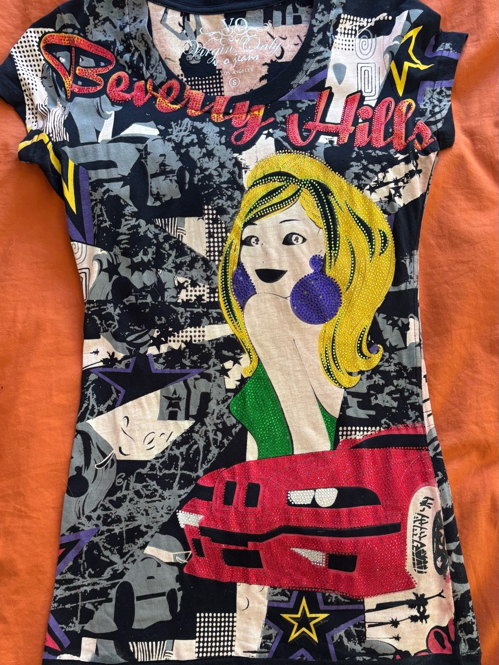 Rare Y2K Archive Top by Virgin Only: Beverly Hills Graphic Pop-Art Tee
